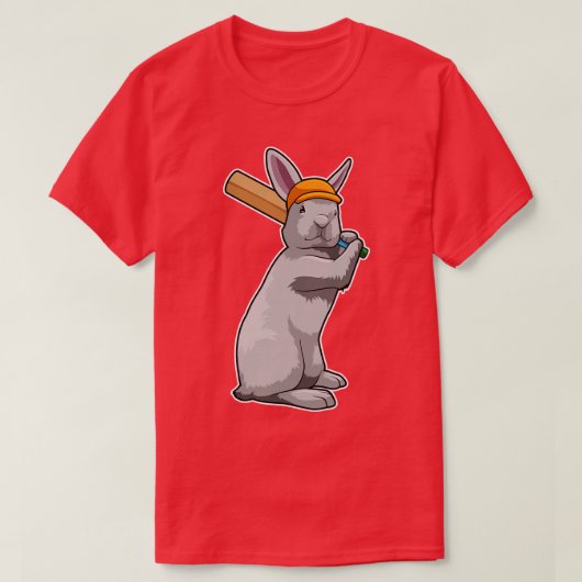 Konijn bij Cricket met cricket bat T-shirt (Design voorkant)