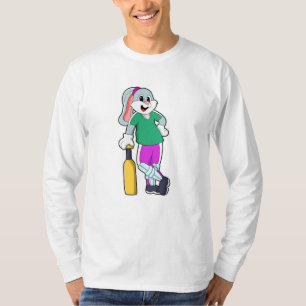 Konijn bij Cricket met cricket bat T-shirt
