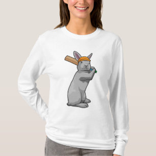 Konijn bij Cricket met cricket bat T-shirt