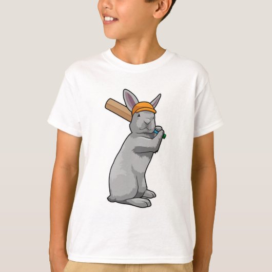 Konijn bij Cricket met cricket bat T-shirt (Voorkant)