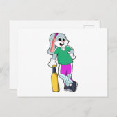 Konijn bij cricket met cricketbat briefkaart (Voorkant / Achterkant)