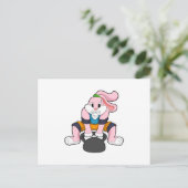 Konijn bij fitness met halters.PNG Briefkaart (Staand voorkant)