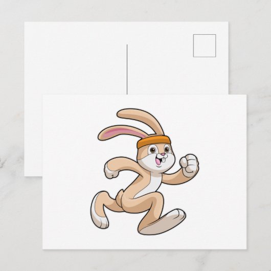 Konijn bij hardlopen met hoofdband briefkaart (Voorkant / Achterkant)