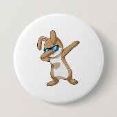 Konijn bij Hip Hop Dance Dab Ronde Button 7,6 Cm (Voorkant)