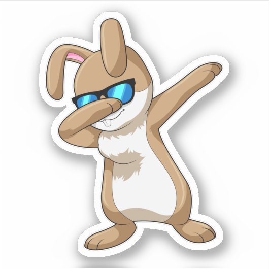 Konijn bij Hip Hop Dance Dab Sticker (Voorkant)