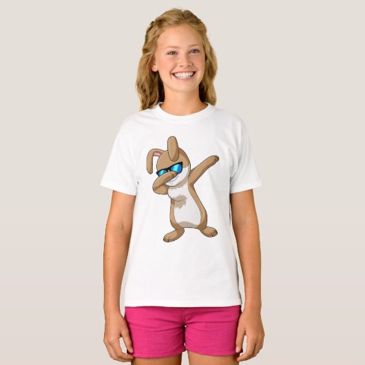 Konijn bij Hip Hop Dance Dab T-shirt (Voorkant volledig)