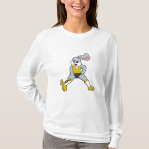 Konijn bij Hockey met Hockey bat T-shirt