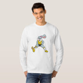 Konijn bij Hockey met Hockey bat T-shirt (Voorkant volledig)