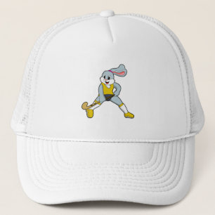 Konijn bij Hockey met Hockey bat Trucker Pet