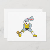 Konijn bij hockey met hockeystick briefkaart (Voorkant / Achterkant)