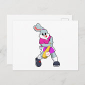 Konijn bij honkbal met honkbalknuppel briefkaart (Voorkant / Achterkant)