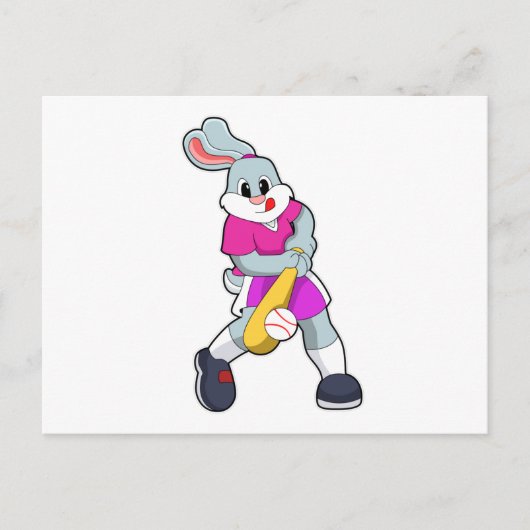 Konijn bij honkbal met honkbalknuppel briefkaart (Voorkant)