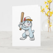 Konijn bij honkbal met honkbalknuppel kaart (Gele Bloem)