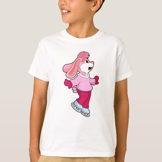 Konijn bij ijsschaatsen met ijsschaatsen t-shirt (Voorkant)