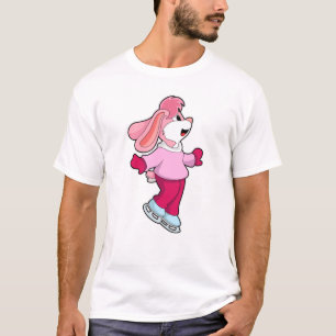 Konijn bij ijsschaatsen met ijsschaatsen t-shirt