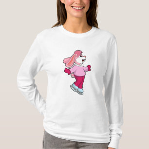 Konijn bij ijsschaatsen met ijsschaatsen t-shirt