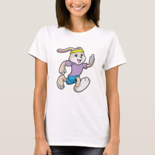 Konijn bij joggen met hoofdband t-shirt