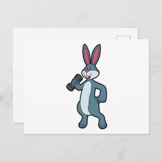 Konijn bij krachttraining met dumbbell briefkaart (Voorkant / Achterkant)