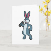 Konijn bij krachttraining met halters kaart (Gele Bloem)