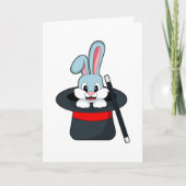 Konijn bij magie met toverstaf en hoed kaart (Voorkant)