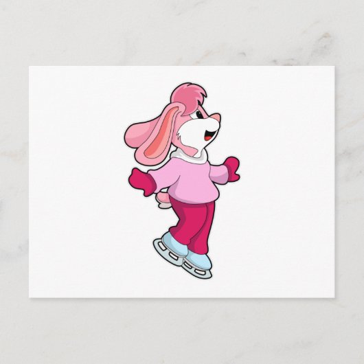 Konijn bij schaatsen met schaatsen briefkaart (Voorkant)