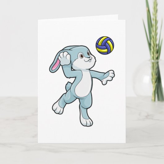 Konijn bij sport met volleybal kaart (Voorkant)