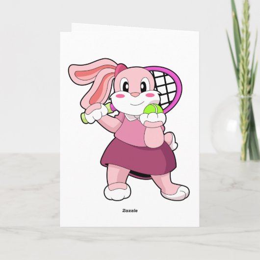 Konijn bij tennis met tennisracket kaart (Achterkant)