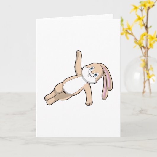 Konijn bij yogalessen stretchen kaart (Gele Bloem)