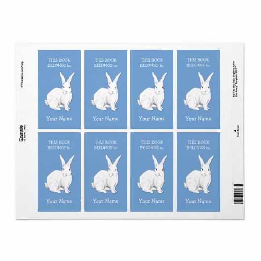Konijn blauw Boekplaat Label (Full Sheet)