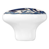 Konijn Blauw en Wit Folk Art Keramische Knop (Zijkant)