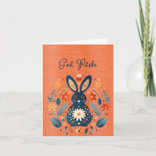 Konijn Blauw Oranje God Påske Kaart