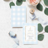 Konijn Blauwe Gingham Baby Shower Folie Uitnodigin Uitnodiging