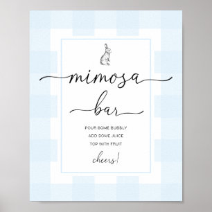 Konijn Blauwe Gingham Mimosa Bar Bord Poster