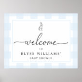 Konijn Blauwe Gingham Welkomstbord Poster (Voorkant)