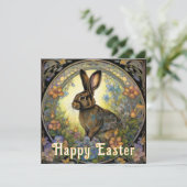 konijn blij Pasen Groeten Feestdagenkaart (Staand voorkant)