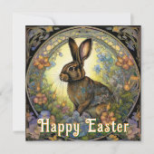 konijn blij Pasen Groeten Feestdagenkaart (Voorkant)