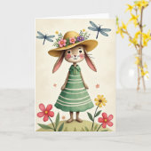 Konijn Bloeit Zomer Dag Kaart (Gele Bloem)