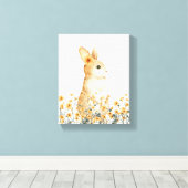 Konijn bloem bos tuin decor canvas afdruk (Insitu (Houten vloer))