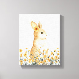 Konijn bloem bos tuin decor canvas afdruk