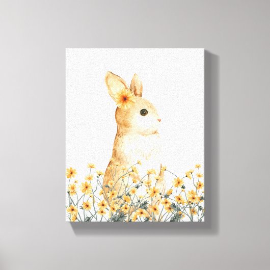Konijn bloem bos tuin decor canvas afdruk (Voorkant)