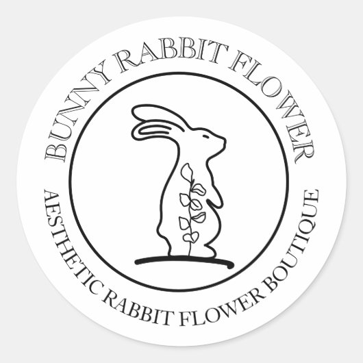 Konijn Bloem Eenvoudig Ronde Sticker (Voorkant)
