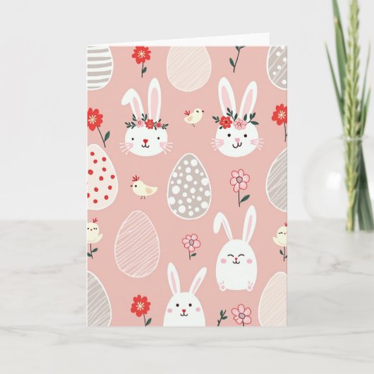 Konijn bloem feestkaart kaart (Voorkant)