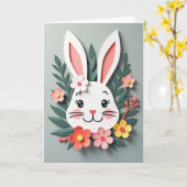 Konijn Bloem Papier Kunst Kaart (Gele Bloem)