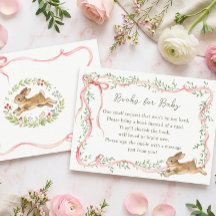 Konijn Bloem Roze Strik Baby Shower Boek Verzoek