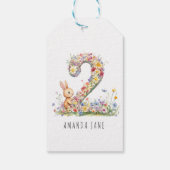 Konijn Bloemen 2e Verjaardag Cadeaulabel (Achterkant)
