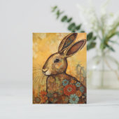 Konijn Bloemen Collage Briefkaart (Staand voorkant)