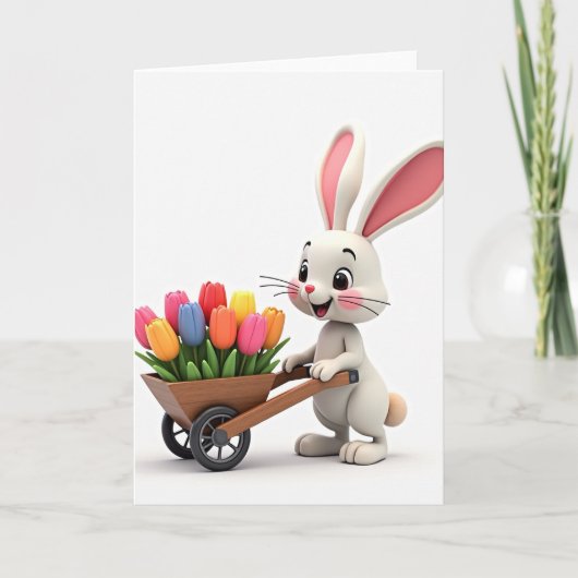 Konijn Bloemen Levering Kaart (Voorkant)