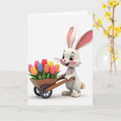 Konijn Bloemen Levering Kaart (Gele Bloem)