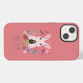 Konijn, Bloemen & Vogels Gepersonaliseerd ontwerp iPhone Hoesje (Achterkant horizontaal)
