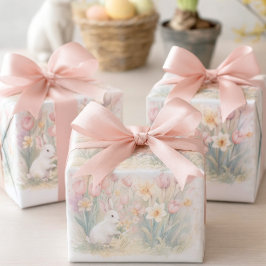 Konijn bloemen voor Lente-Pasen  Inpakpapier Vel